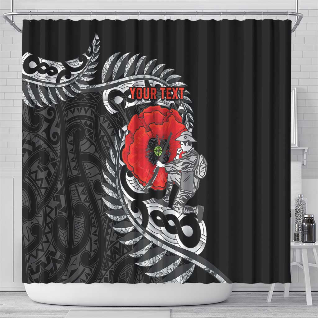 ANZAC Day Aotearoa Silver Fern Maori Personalised Shower Curtain