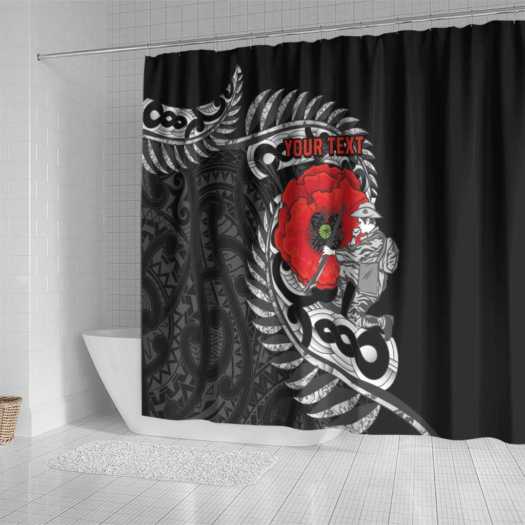 ANZAC Day Aotearoa Silver Fern Maori Personalised Shower Curtain