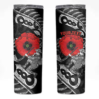 ANZAC Day Aotearoa Silver Fern Maori Personalised Skinny Tumbler LT9 Black - Polynesian Pride