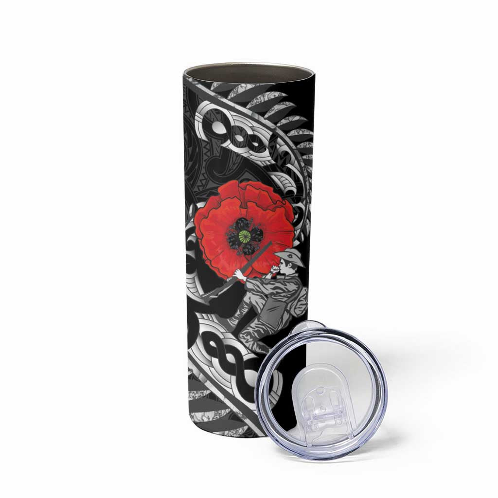 ANZAC Day Aotearoa Silver Fern Maori Personalised Skinny Tumbler LT9 - Polynesian Pride