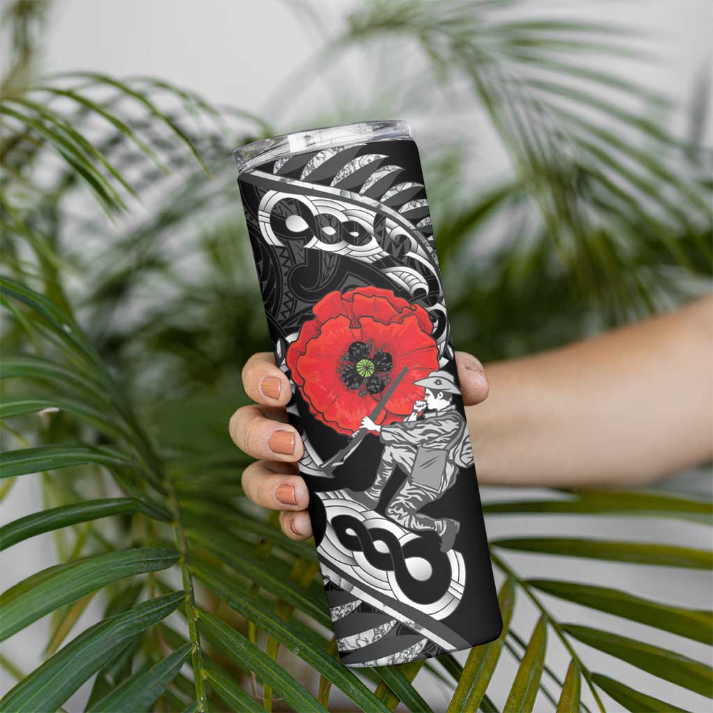 ANZAC Day Aotearoa Silver Fern Maori Personalised Skinny Tumbler LT9 - Polynesian Pride
