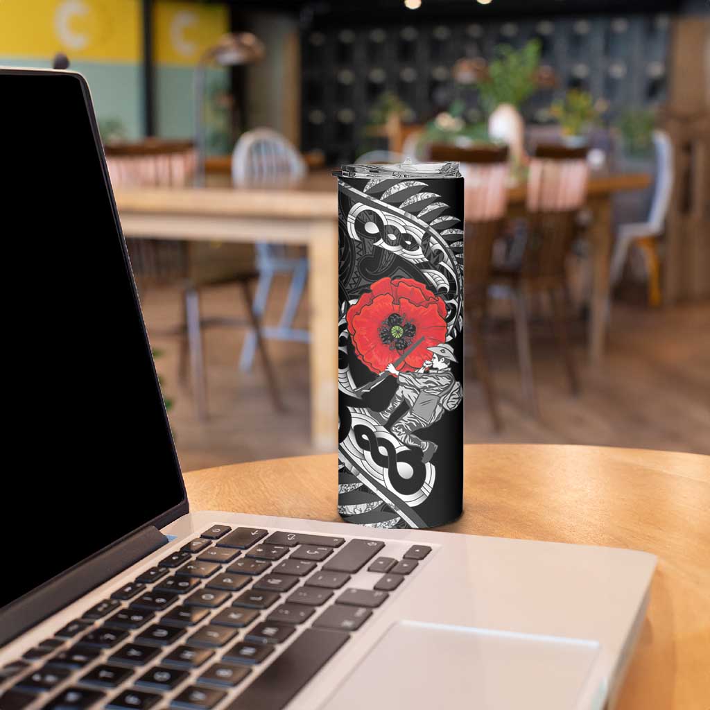 ANZAC Day Aotearoa Silver Fern Maori Personalised Skinny Tumbler LT9 - Polynesian Pride
