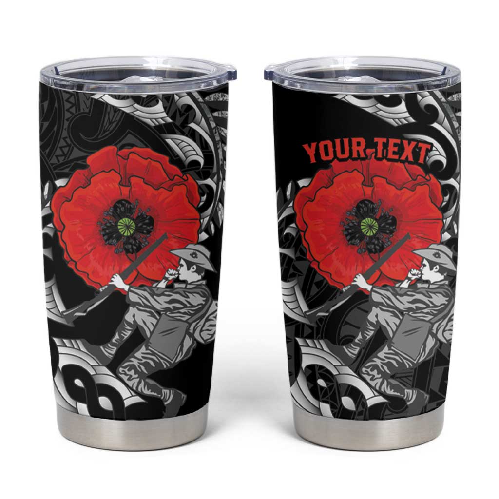 ANZAC Day Aotearoa Silver Fern Maori Personalised Tumbler Cup LT9 Black - Polynesian Pride