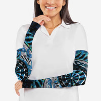 New Zealand Darts Personalised Arm Sleeves Aotearoa Silver Fern Blue Papua Shell Spirit - Polynesian Pride