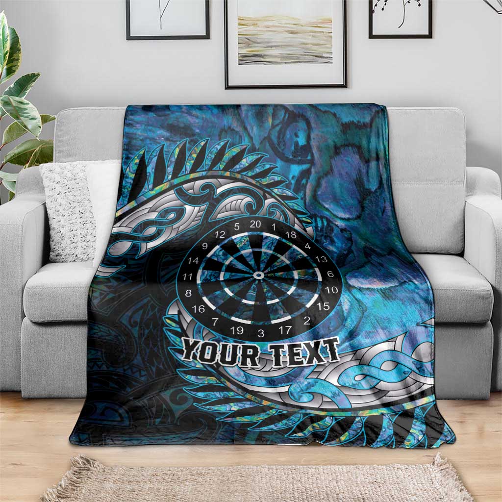 New Zealand Darts Personalised Blanket Aotearoa Silver Fern Blue Papua Shell Spirit