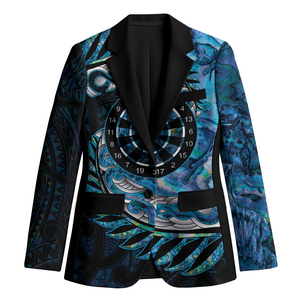New Zealand Darts Personalised Blazer Aotearoa Silver Fern Blue Papua Shell Spirit LT9 Unisex Blue - Polynesian Pride