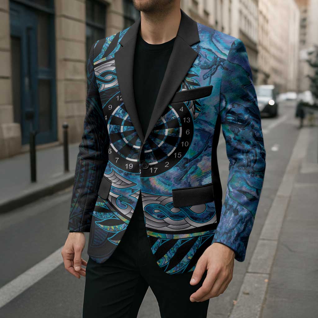New Zealand Darts Personalised Blazer Aotearoa Silver Fern Blue Papua Shell Spirit LT9 - Polynesian Pride
