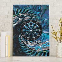 New Zealand Darts Personalised Canvas Wall Art Aotearoa Silver Fern Blue Papua Shell Spirit