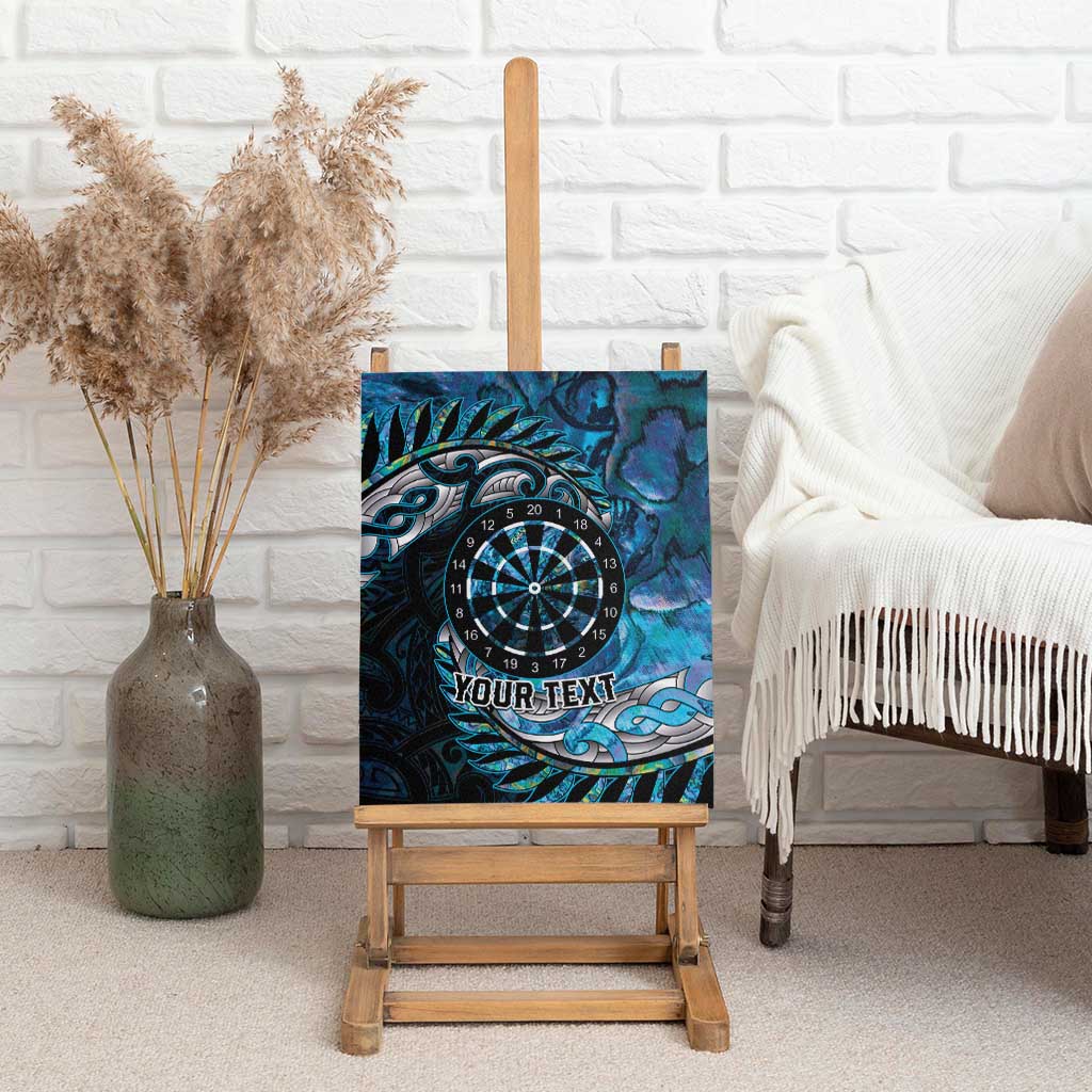 New Zealand Darts Personalised Canvas Wall Art Aotearoa Silver Fern Blue Papua Shell Spirit