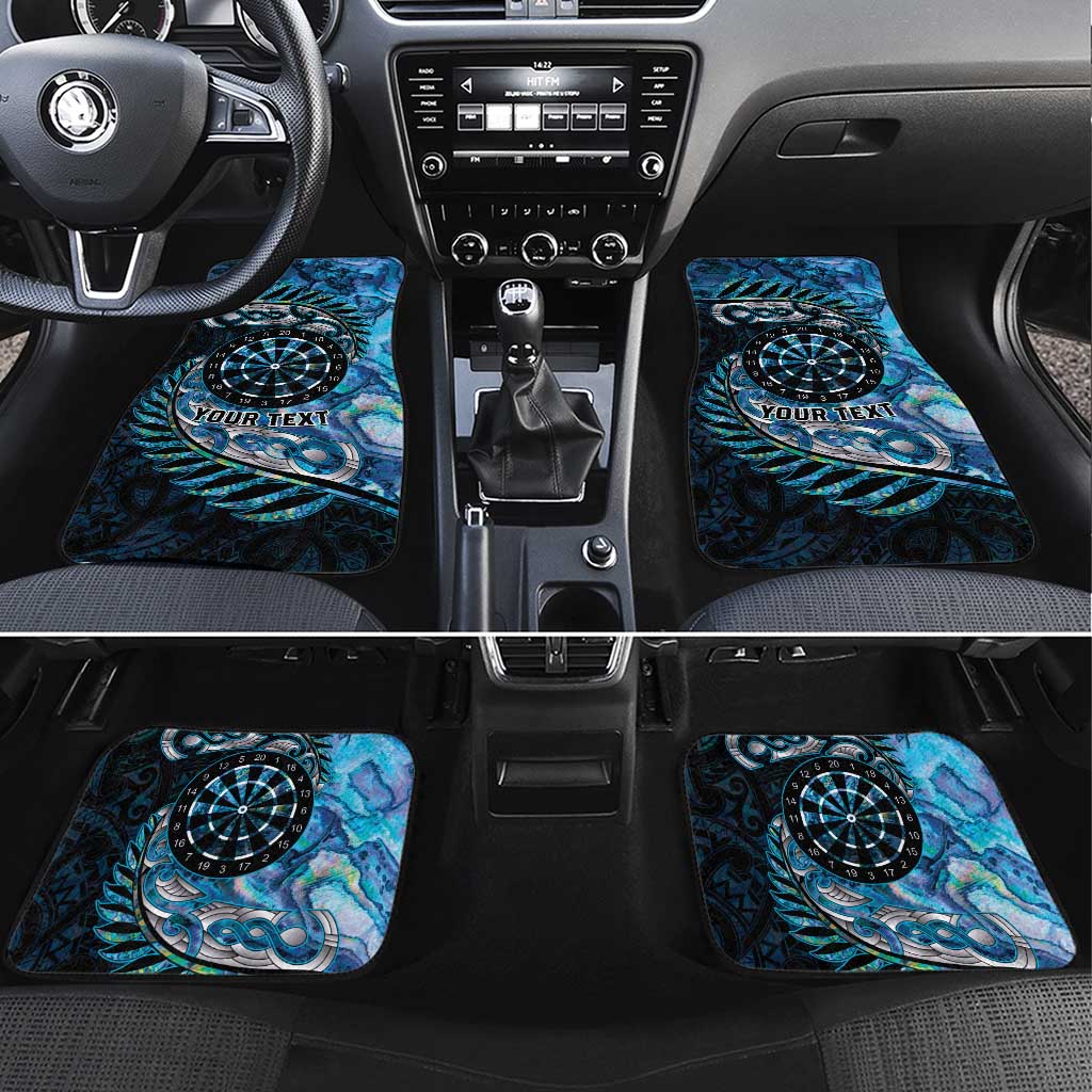 New Zealand Darts Personalised Car Mats Aotearoa Silver Fern Blue Papua Shell Spirit