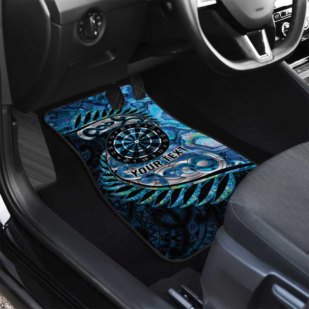 New Zealand Darts Personalised Car Mats Aotearoa Silver Fern Blue Papua Shell Spirit