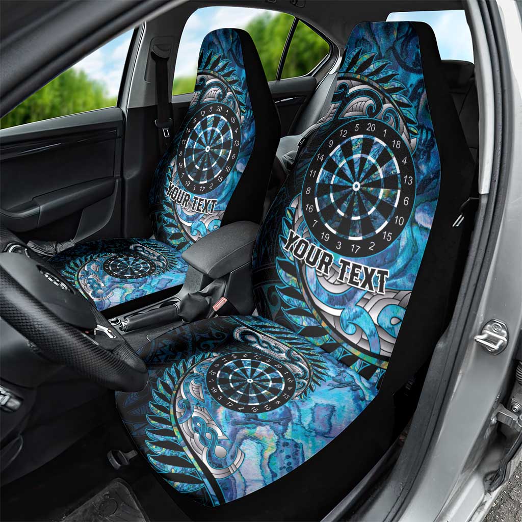 New Zealand Darts Personalised Car Seat Cover Aotearoa Silver Fern Blue Papua Shell Spirit