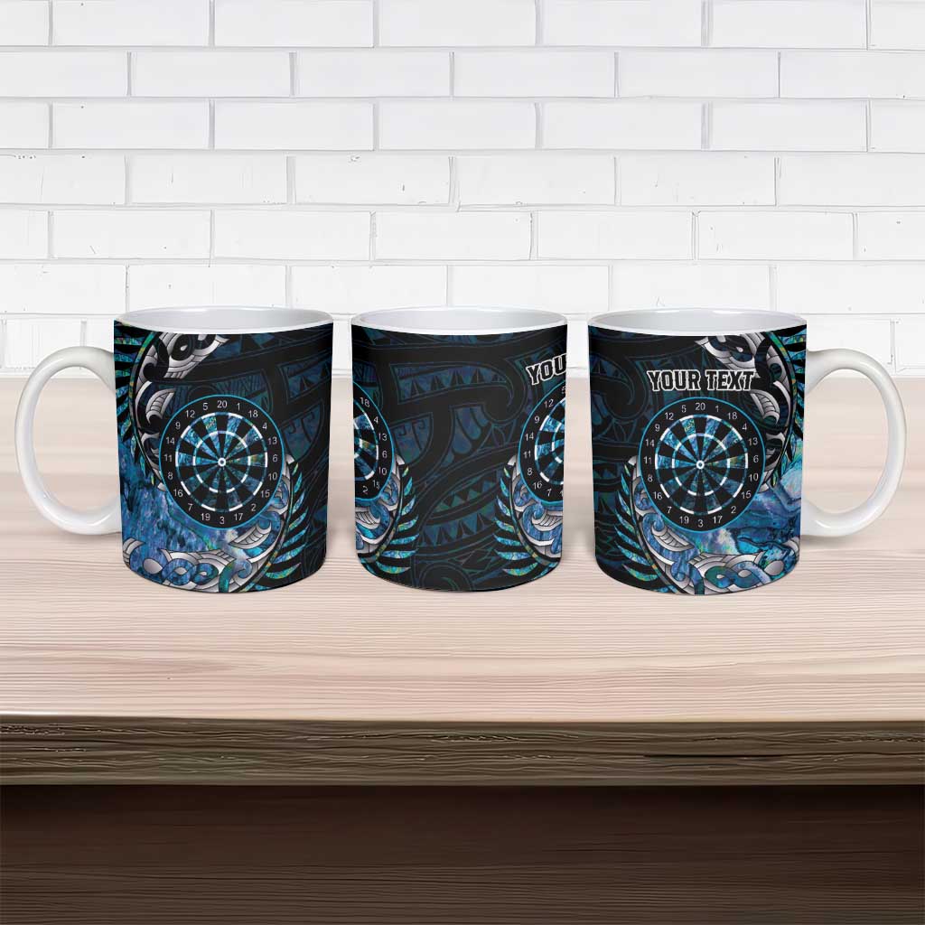 New Zealand Darts Personalised Ceramic Mug Aotearoa Silver Fern Blue Papua Shell Spirit - Polynesian Pride