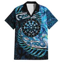 New Zealand Darts Personalised Family Matching Long Sleeve Bodycon Dress and Hawaiian Shirt Aotearoa Silver Fern Blue Papua Shell Spirit LT9 Dad's Shirt - Short Sleeve Blue - Polynesian Pride