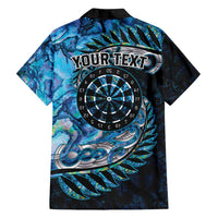 New Zealand Darts Personalised Family Matching Long Sleeve Bodycon Dress and Hawaiian Shirt Aotearoa Silver Fern Blue Papua Shell Spirit LT9 - Polynesian Pride
