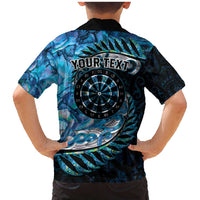 New Zealand Darts Personalised Family Matching Mermaid Dress and Hawaiian Shirt Aotearoa Silver Fern Blue Papua Shell Spirit LT9 - Polynesian Pride