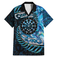 New Zealand Darts Personalised Family Matching Mermaid Dress and Hawaiian Shirt Aotearoa Silver Fern Blue Papua Shell Spirit LT9 Dad's Shirt - Short Sleeve Blue - Polynesian Pride