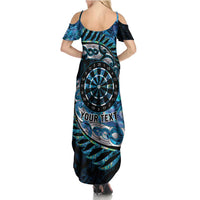 New Zealand Darts Personalised Family Matching Summer Maxi Dress and Hawaiian Shirt Aotearoa Silver Fern Blue Papua Shell Spirit LT9 - Polynesian Pride
