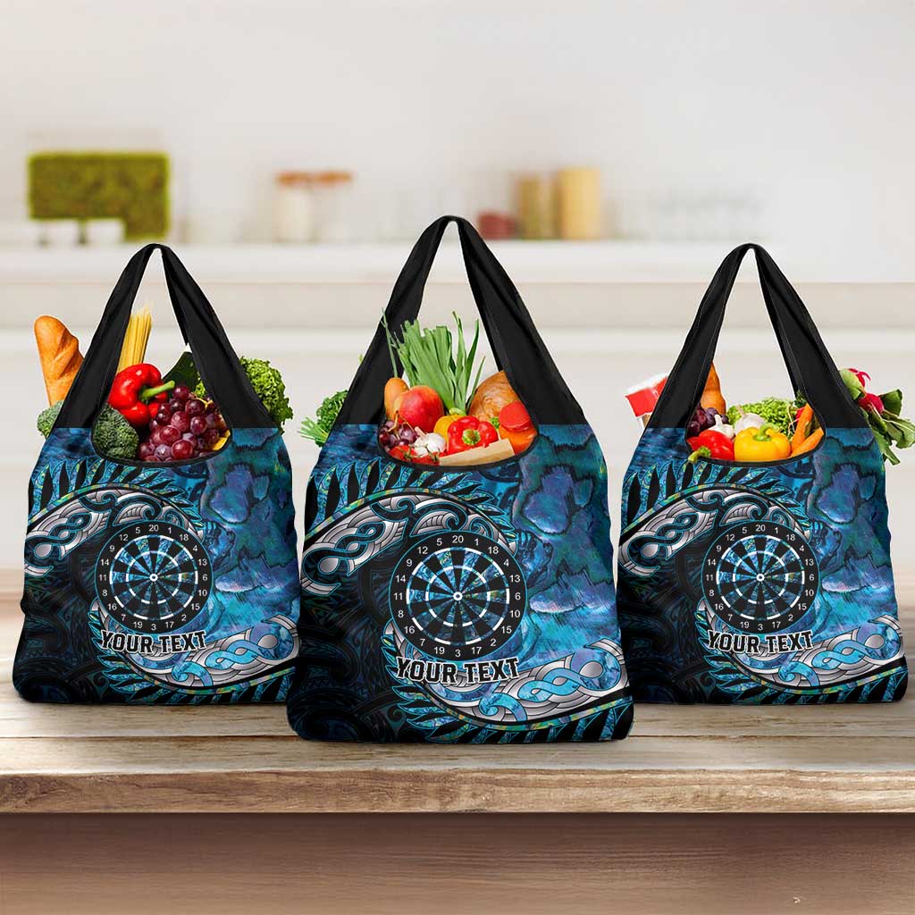 New Zealand Darts Personalised Grocery Bag Aotearoa Silver Fern Blue Papua Shell Spirit LT9 3-pack One Size Blue - Polynesian Pride