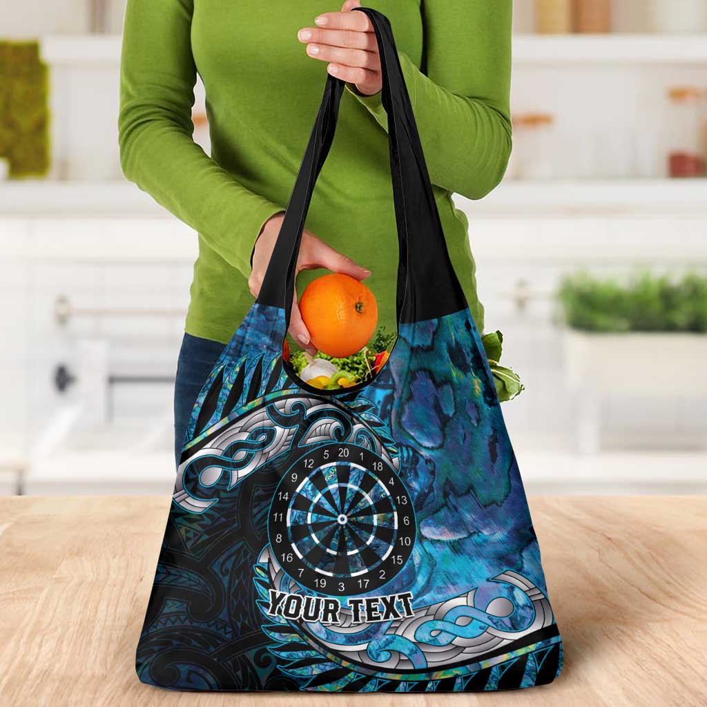 New Zealand Darts Personalised Grocery Bag Aotearoa Silver Fern Blue Papua Shell Spirit LT9 - Polynesian Pride