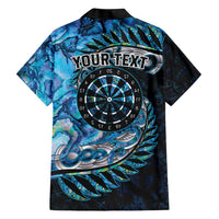 New Zealand Darts Personalised Hawaiian Shirt Aotearoa Silver Fern Blue Papua Shell Spirit