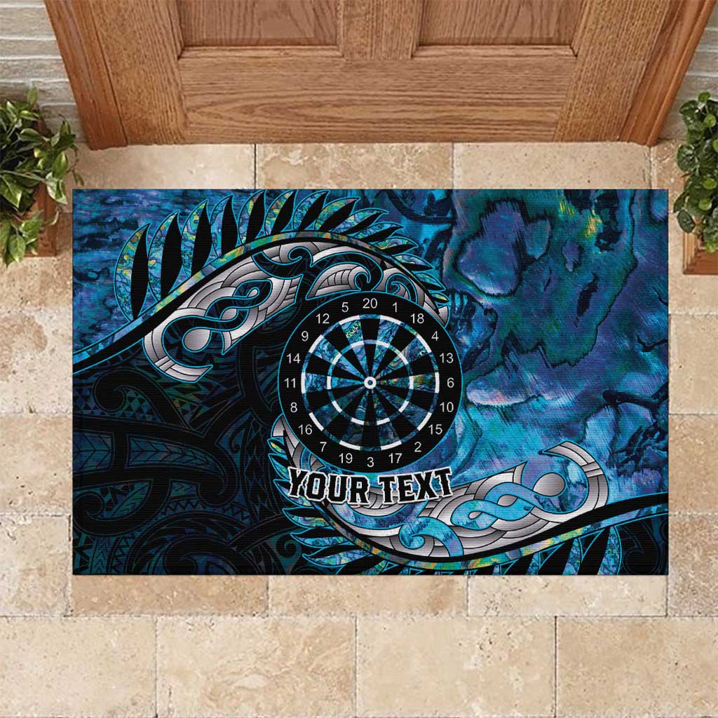 New Zealand Darts Personalised Rubber Doormat Aotearoa Silver Fern Blue Papua Shell Spirit LT9 Blue - Polynesian Pride