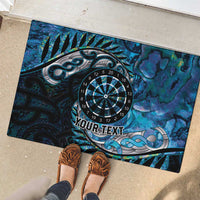 New Zealand Darts Personalised Rubber Doormat Aotearoa Silver Fern Blue Papua Shell Spirit LT9 - Polynesian Pride