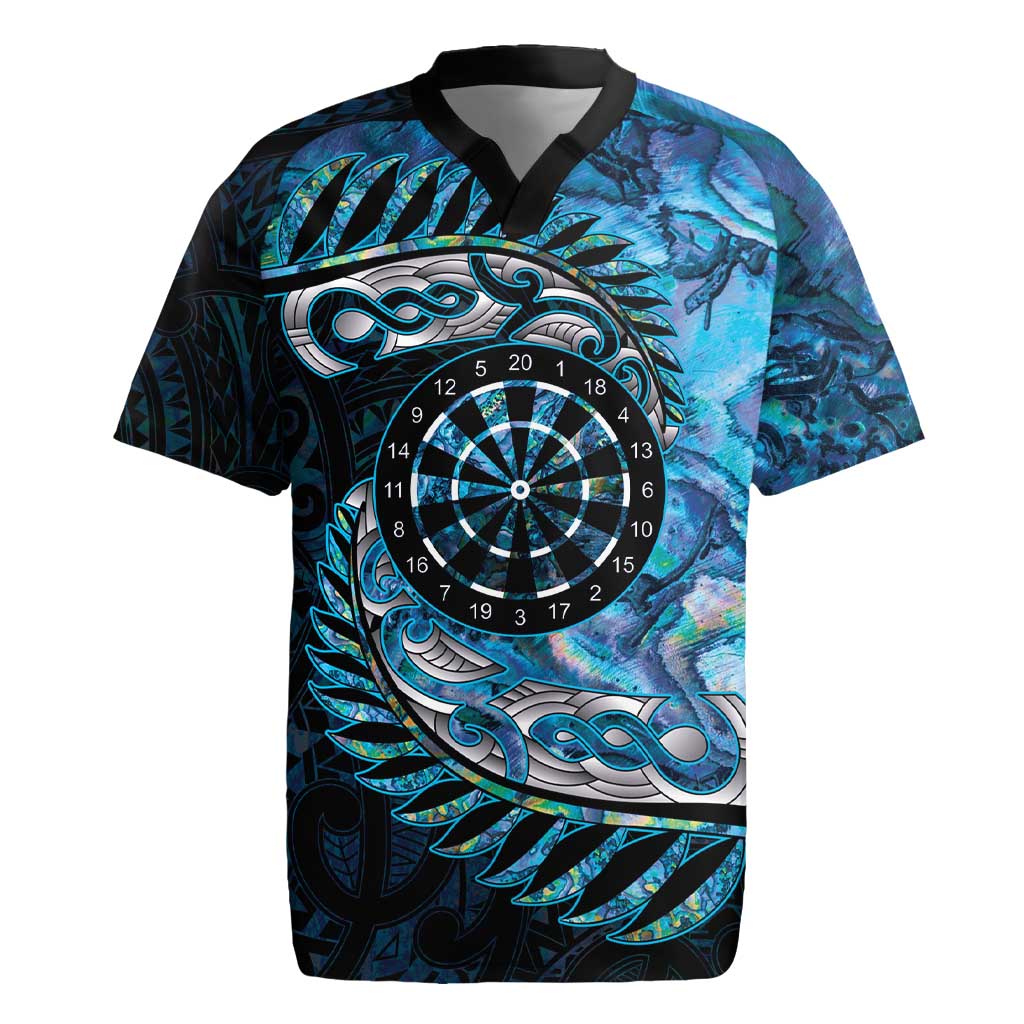 New Zealand Darts Personalised Rugby Jersey Aotearoa Silver Fern Blue Papua Shell Spirit LT9 Blue - Polynesian Pride