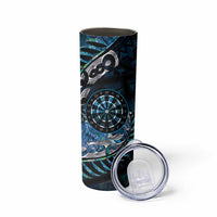 New Zealand Darts Personalised Skinny Tumbler Aotearoa Silver Fern Blue Papua Shell Spirit LT9 - Polynesian Pride