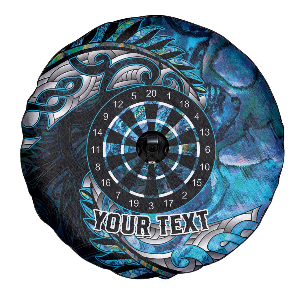 New Zealand Darts Personalised Spare Tire Cover Aotearoa Silver Fern Blue Papua Shell Spirit
