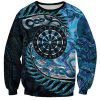 New Zealand Darts Personalised Sweatshirt Aotearoa Silver Fern Blue Papua Shell Spirit LT9 Unisex Blue - Polynesian Pride