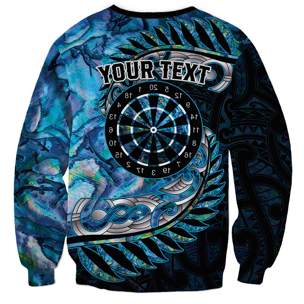 New Zealand Darts Personalised Sweatshirt Aotearoa Silver Fern Blue Papua Shell Spirit LT9 - Polynesian Pride
