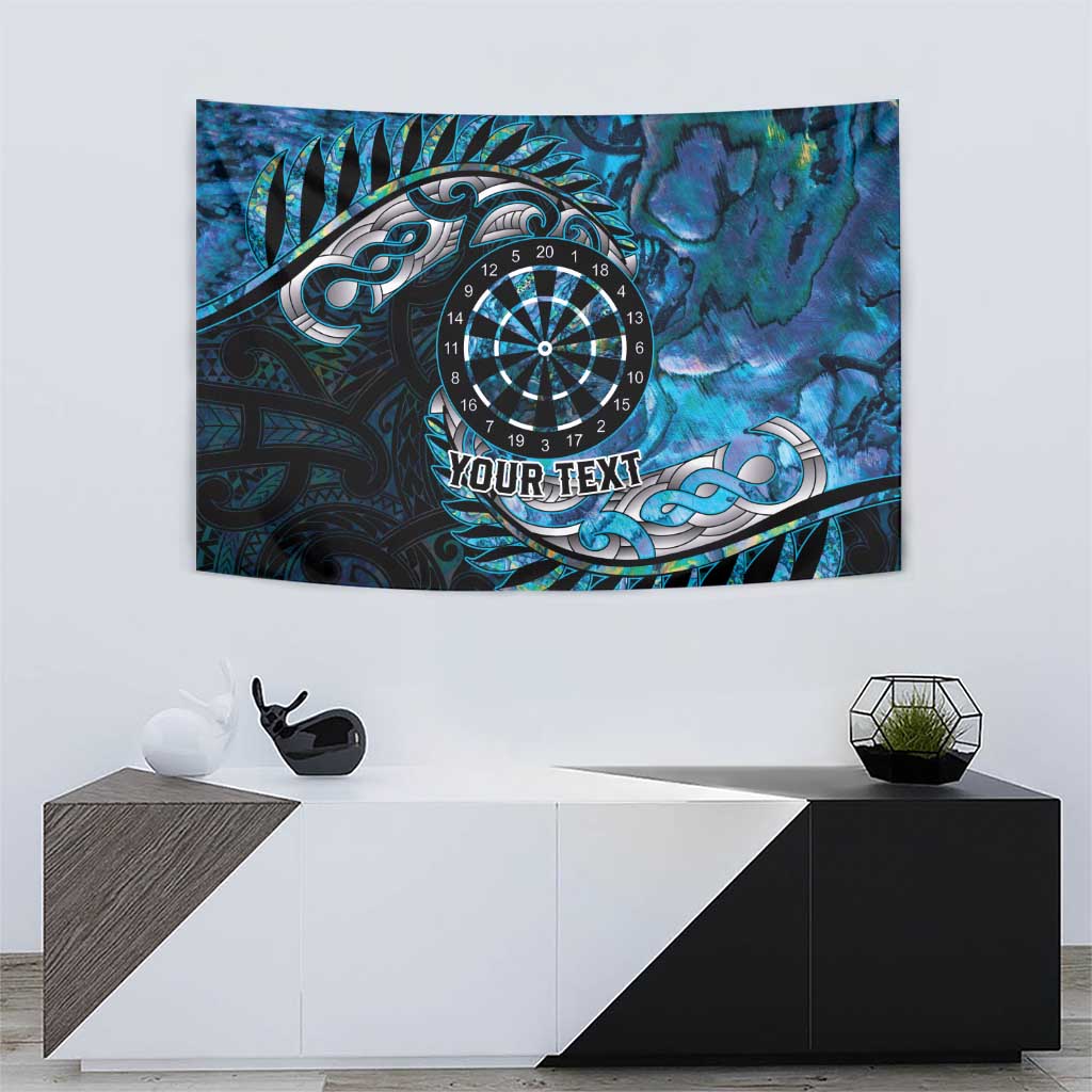New Zealand Darts Personalised Tapestry Aotearoa Silver Fern Blue Papua Shell Spirit