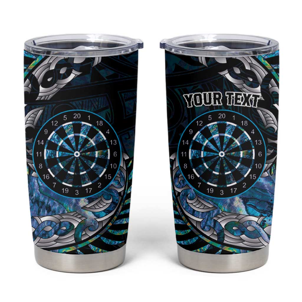 New Zealand Darts Personalised Tumbler Cup Aotearoa Silver Fern Blue Papua Shell Spirit LT9 Blue - Polynesian Pride