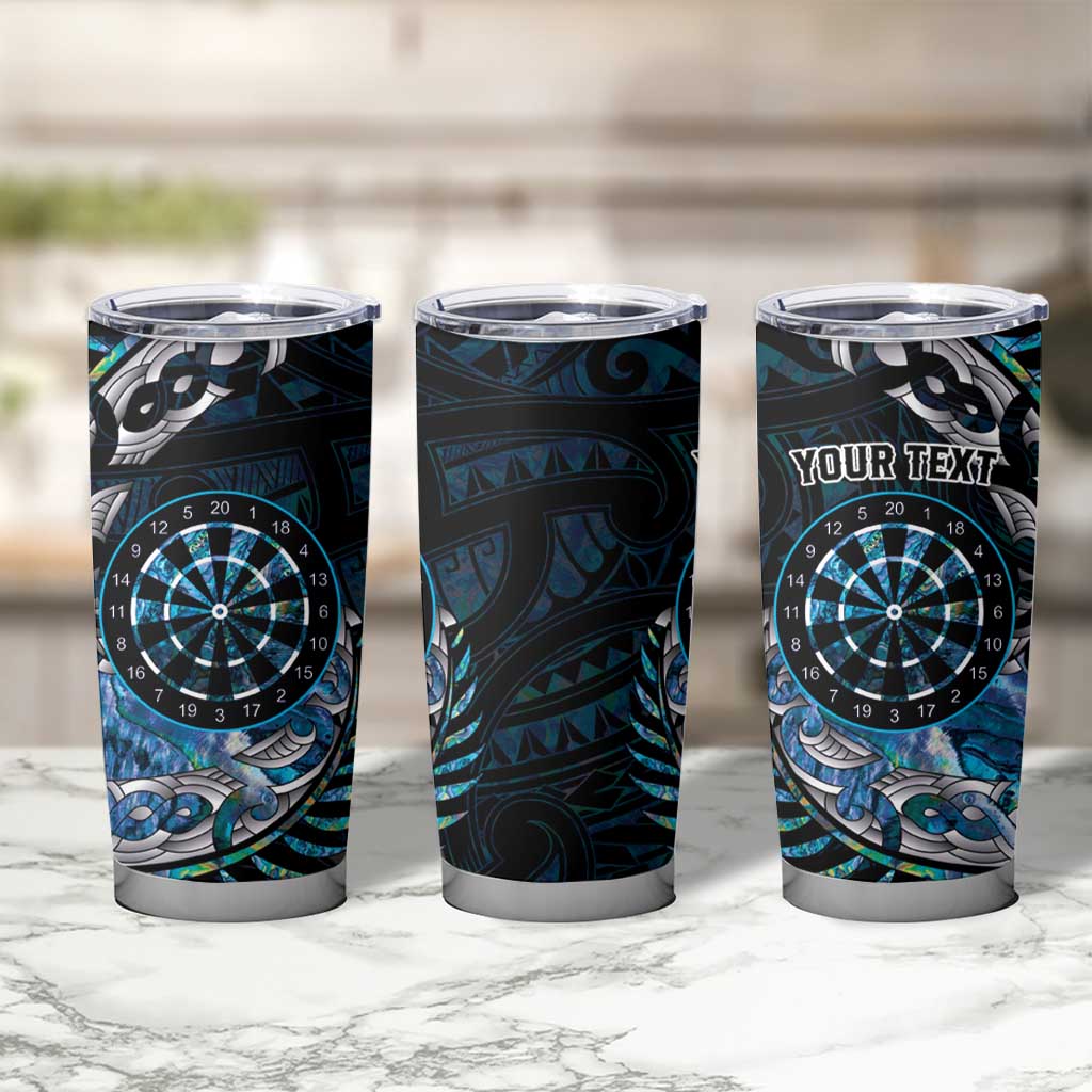 New Zealand Darts Personalised Tumbler Cup Aotearoa Silver Fern Blue Papua Shell Spirit LT9 - Polynesian Pride
