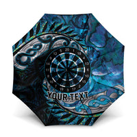 New Zealand Darts Personalised Umbrella Aotearoa Silver Fern Blue Papua Shell Spirit - Polynesian Pride