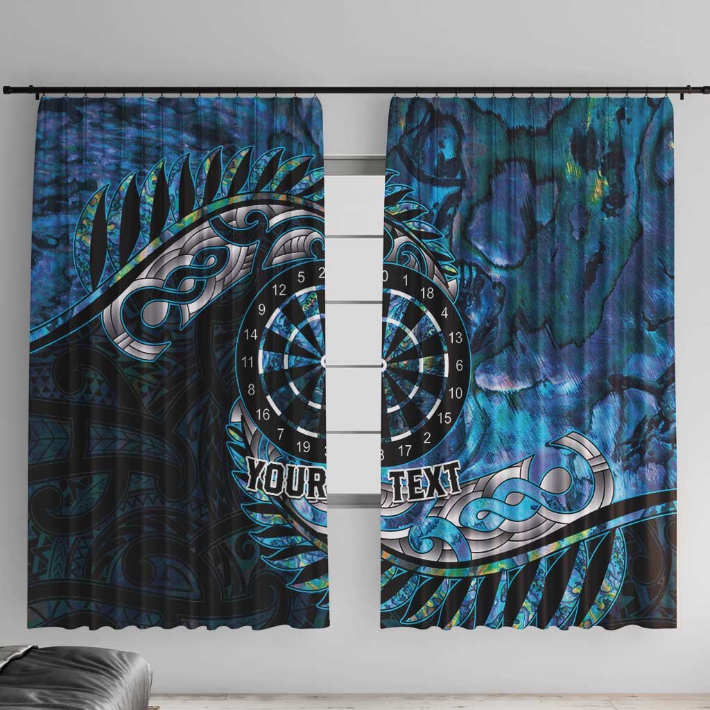 New Zealand Darts Personalised Window Curtain Aotearoa Silver Fern Blue Papua Shell Spirit