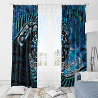 New Zealand Darts Personalised Window Curtain Aotearoa Silver Fern Blue Papua Shell Spirit
