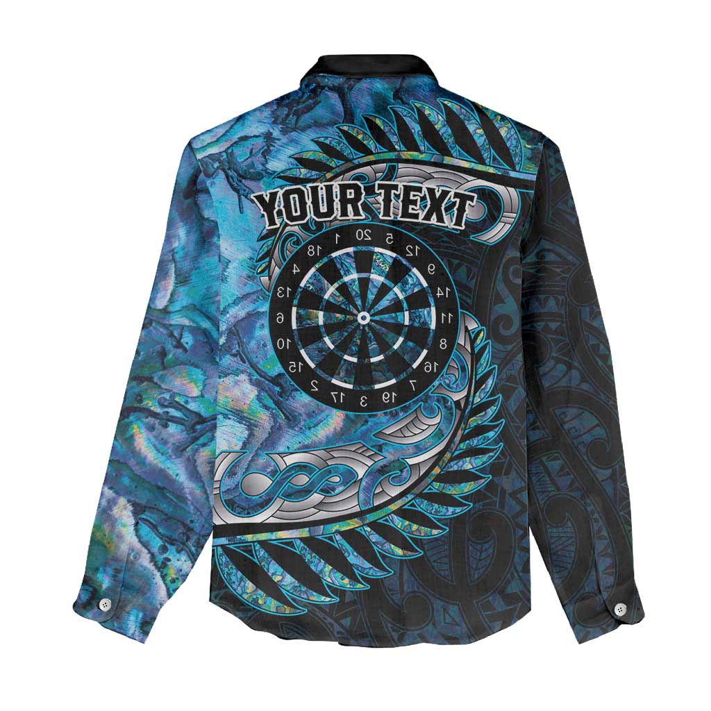 New Zealand Darts Personalised Women Casual Shirt Aotearoa Silver Fern Blue Papua Shell Spirit LT9 - Polynesian Pride