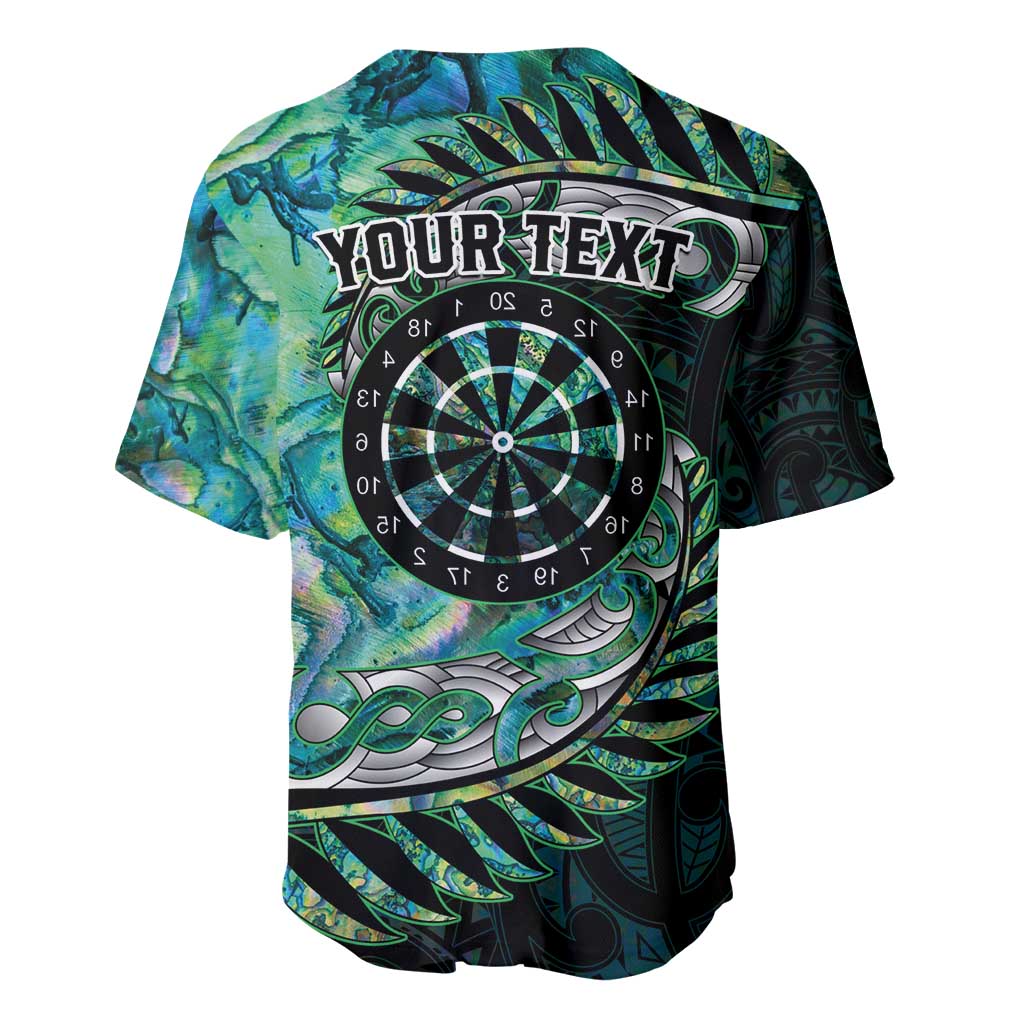 New Zealand Darts Personalised Baseball Jersey Aotearoa Silver Fern Green Papua Shell Spirit LT9 - Polynesian Pride