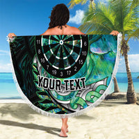 New Zealand Darts Personalised Beach Blanket Aotearoa Silver Fern Green Papua Shell Spirit