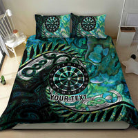 New Zealand Darts Personalised Bedding Set Aotearoa Silver Fern Green Papua Shell Spirit