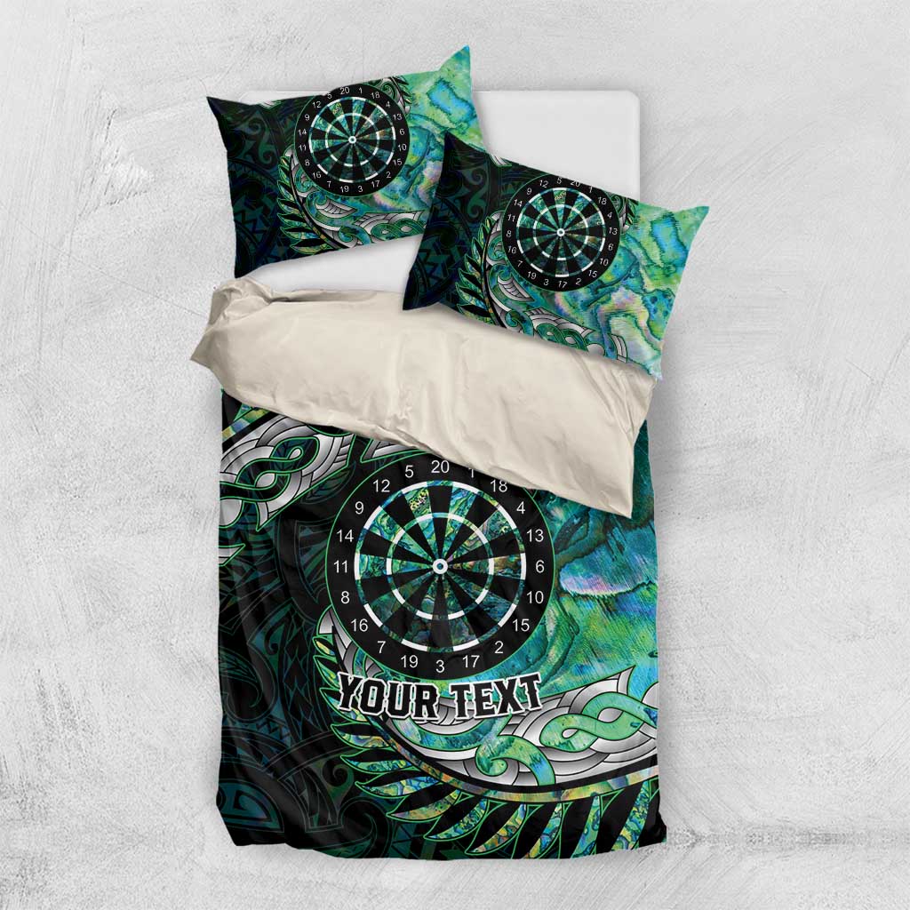 New Zealand Darts Personalised Bedding Set Aotearoa Silver Fern Green Papua Shell Spirit