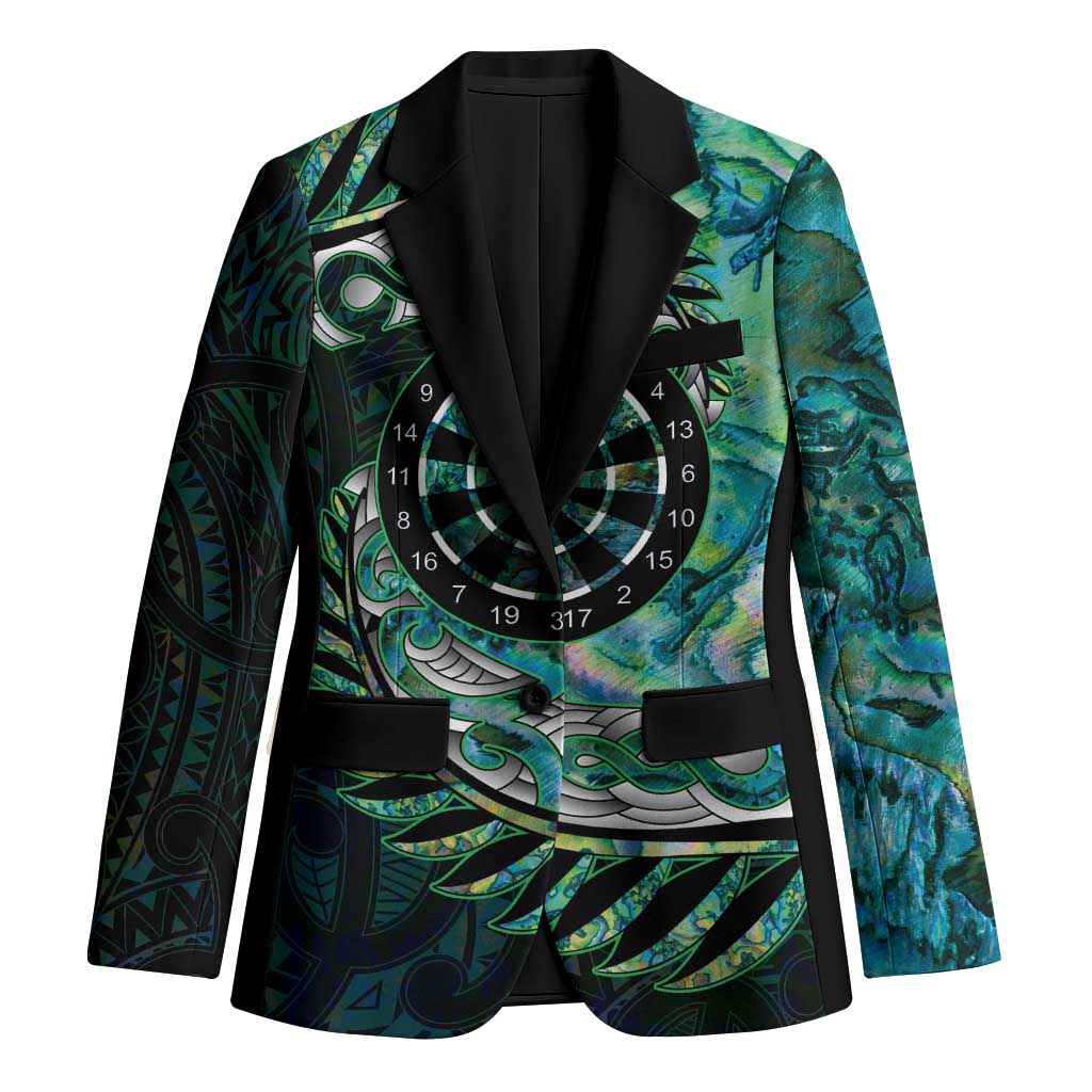 New Zealand Darts Personalised Blazer Aotearoa Silver Fern Green Papua Shell Spirit LT9 Unisex Green - Polynesian Pride