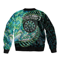 New Zealand Darts Personalised Bomber Jacket Aotearoa Silver Fern Green Papua Shell Spirit LT9 - Polynesian Pride