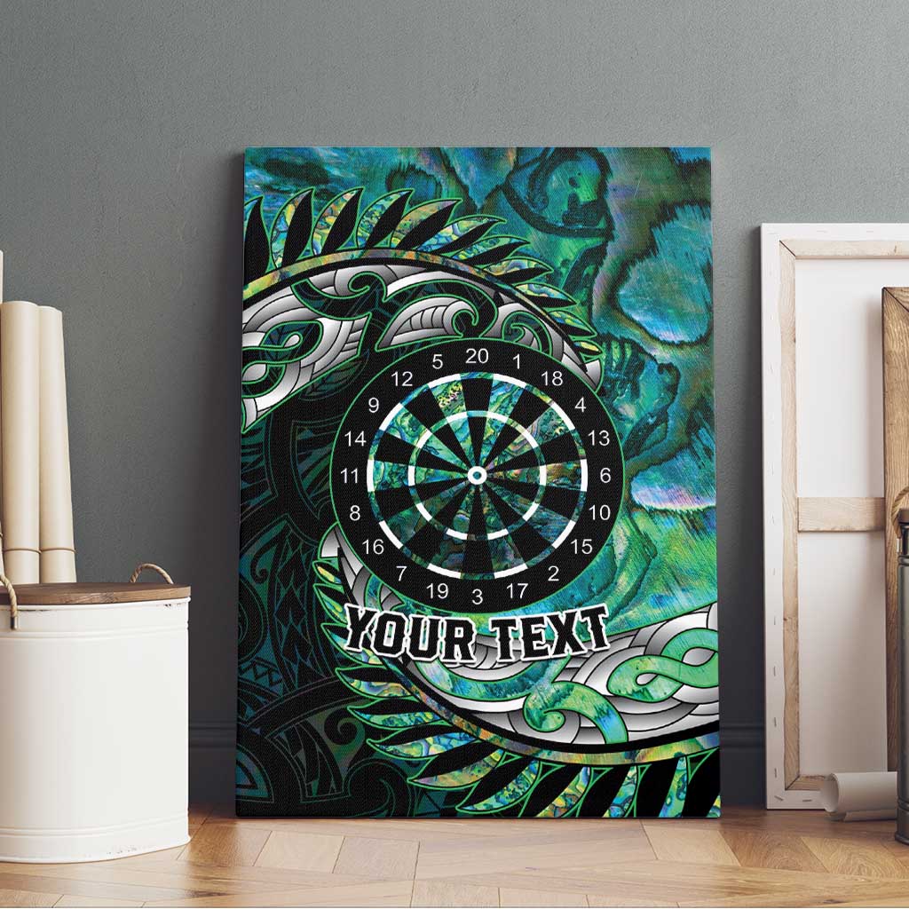 New Zealand Darts Personalised Canvas Wall Art Aotearoa Silver Fern Green Papua Shell Spirit