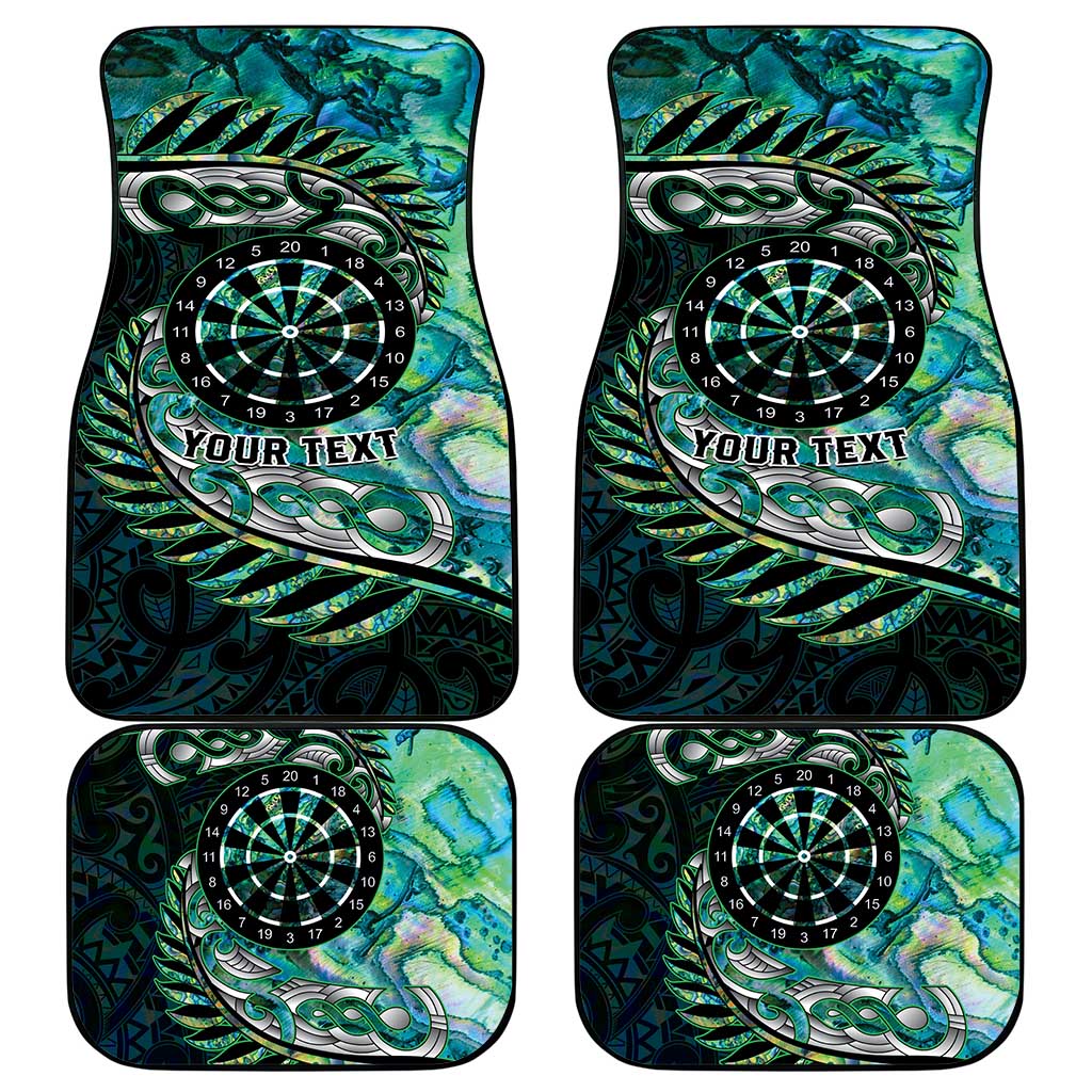 New Zealand Darts Personalised Car Mats Aotearoa Silver Fern Green Papua Shell Spirit