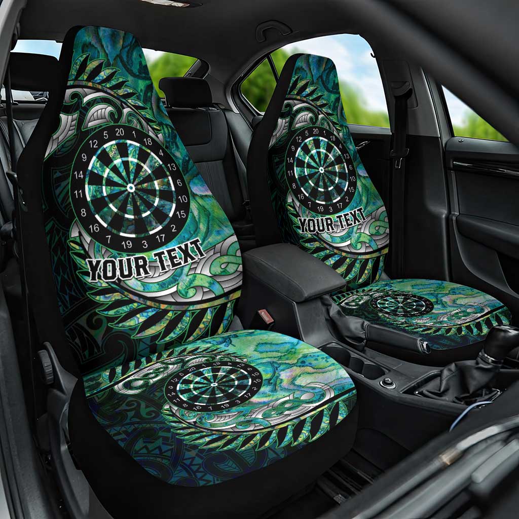 New Zealand Darts Personalised Car Seat Cover Aotearoa Silver Fern Green Papua Shell Spirit