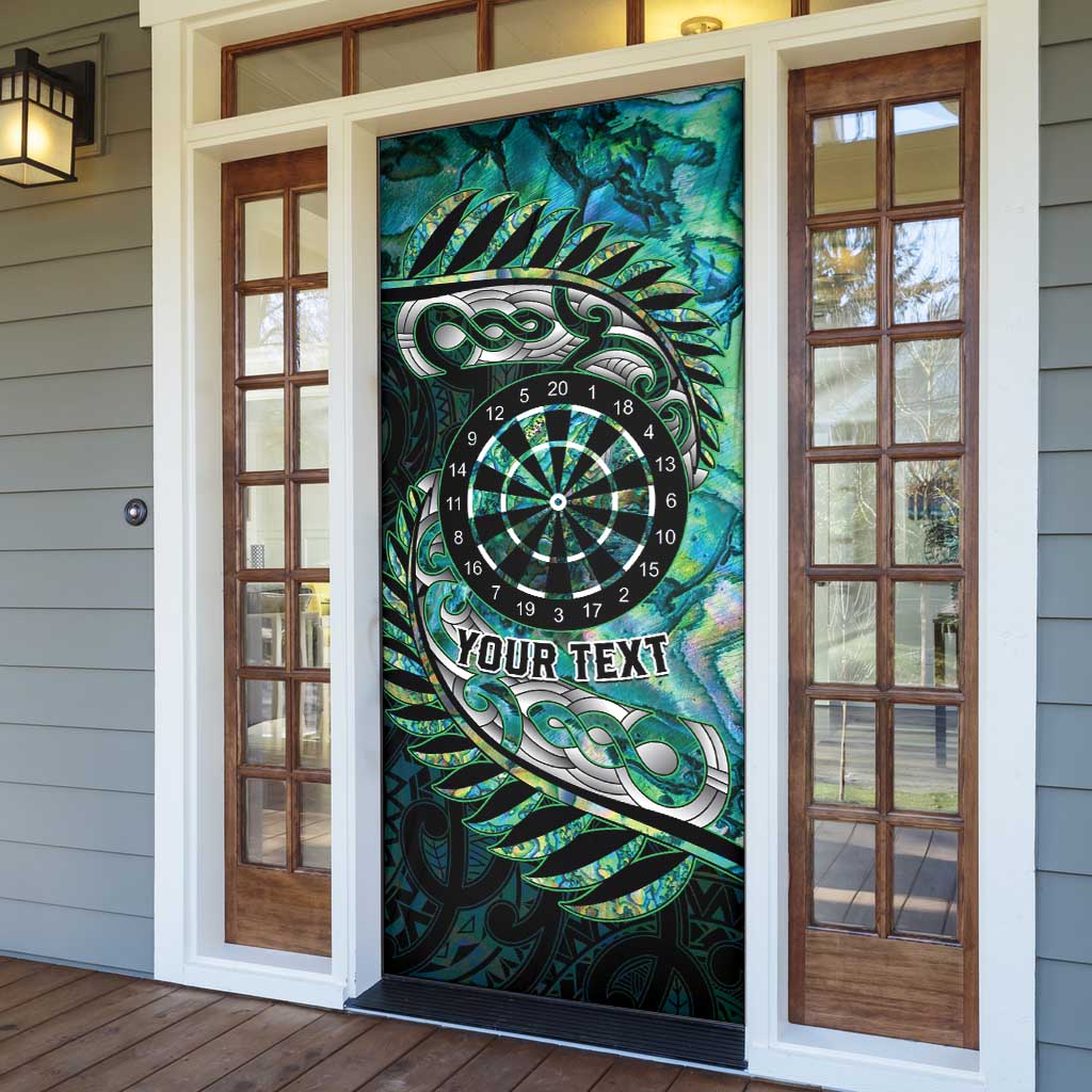 New Zealand Darts Personalised Door Cover Aotearoa Silver Fern Green Papua Shell Spirit - Polynesian Pride