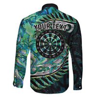 New Zealand Darts Personalised Family Matching Long Sleeve Bodycon Dress and Hawaiian Shirt Aotearoa Silver Fern Green Papua Shell Spirit LT9 - Polynesian Pride